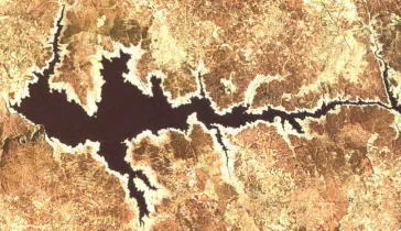 Imagen de satélite del embalse de Almendra