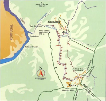 Mapa de la ruta Arroyo Picón (Cozcurrita-Fariza)