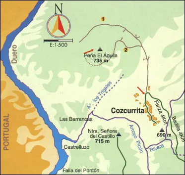 Mapa de la ruta Cozcurrita-Peña del Águila