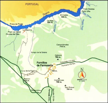Mapa de la ruta Fornillos-La Mayaína