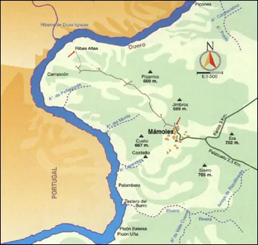 Mapa de la ruta Mámoles-Ribas Altas