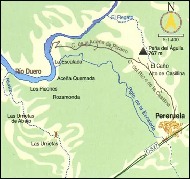 Mapa de la ruta Pereruela-Aceña de Pizarro